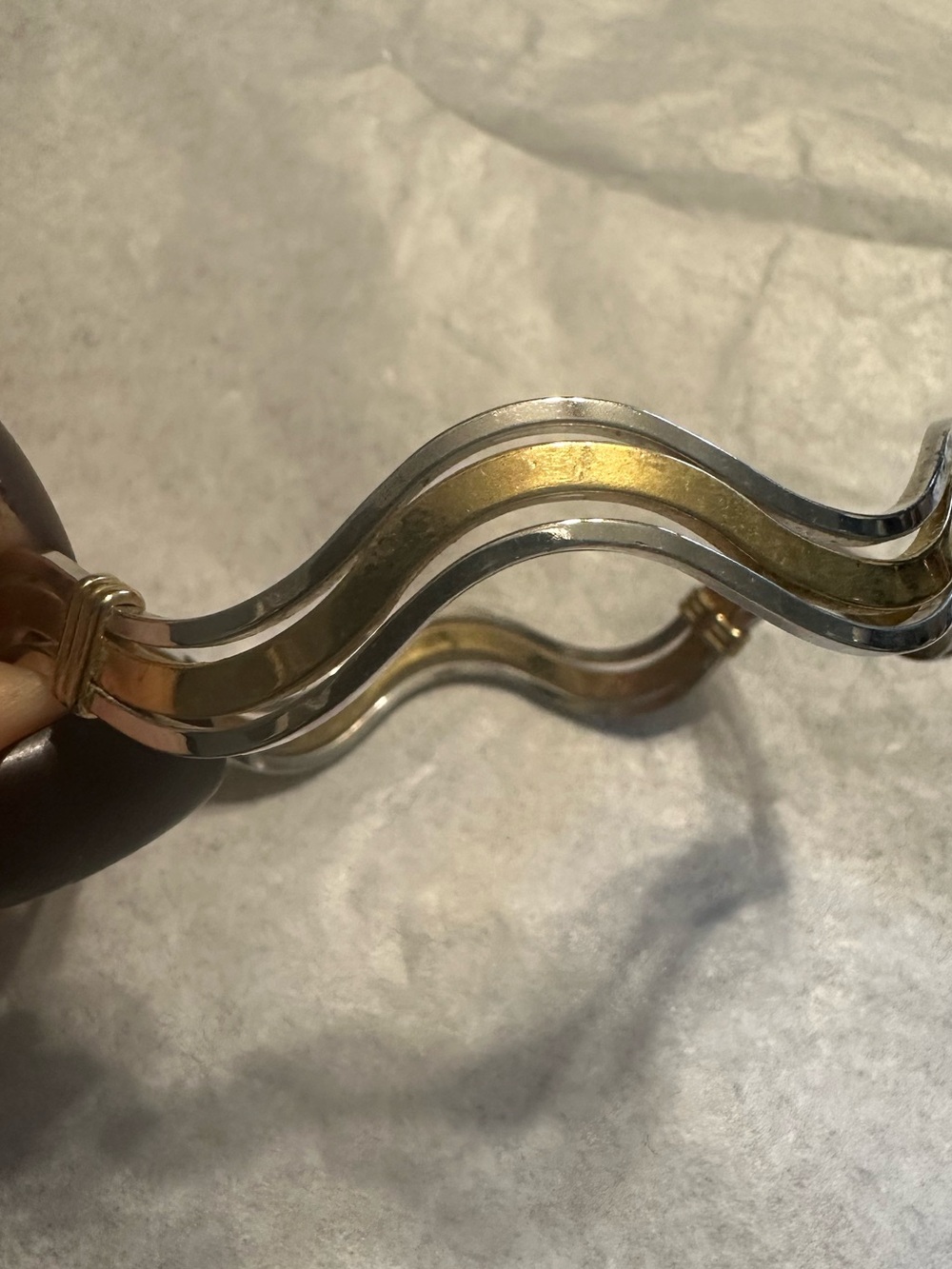 Avon Two-Tone Wavy Bangle Bracelet in Gold and Silver